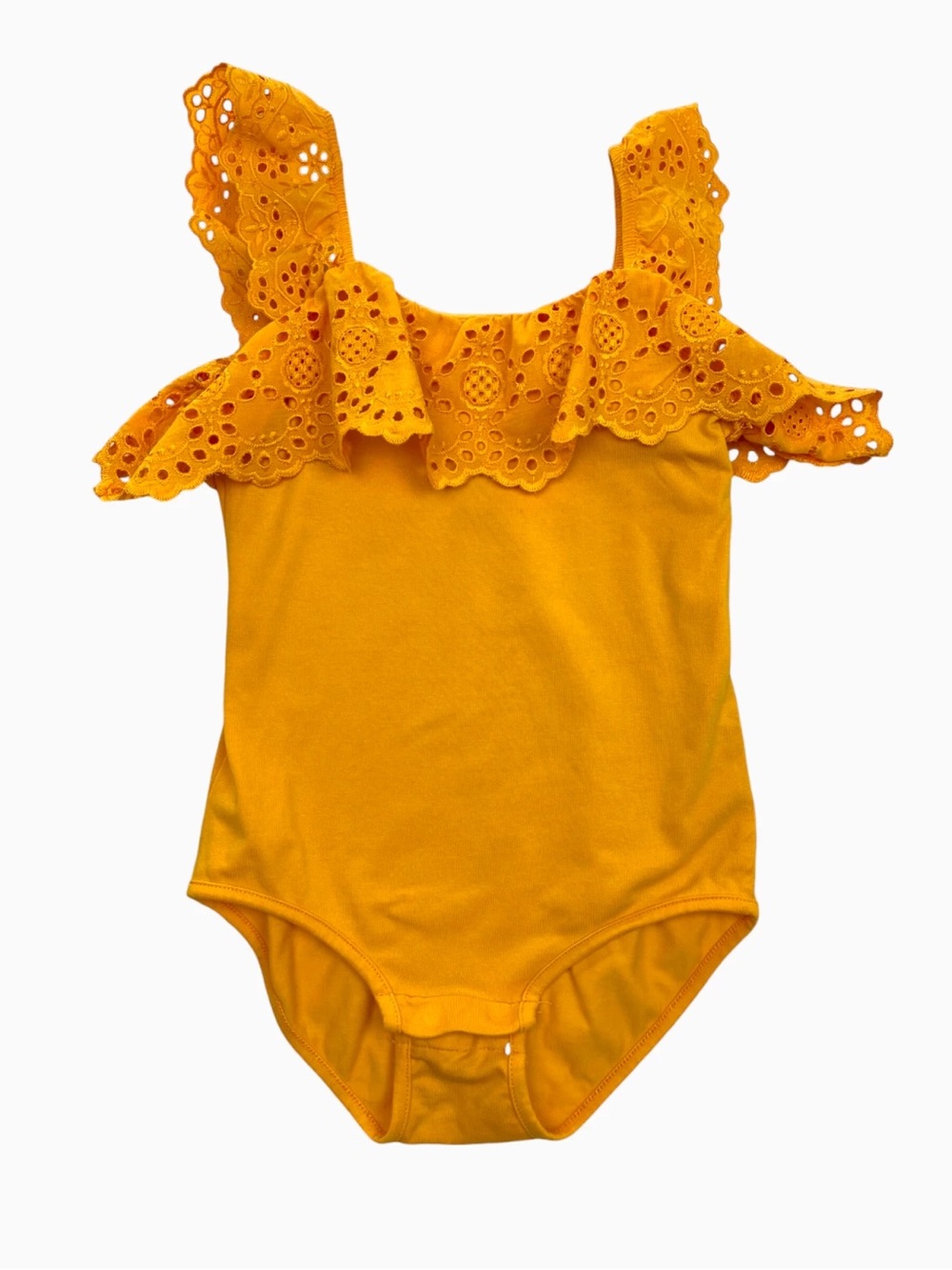 Zara Yellow Eyelet Ruffle Bodysuit
